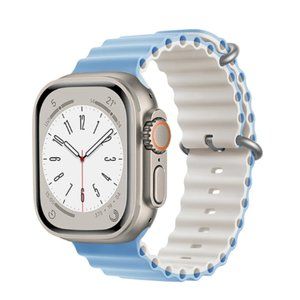 NEW BLUE WHITE Silicone Ocean Strap for Apple Watch